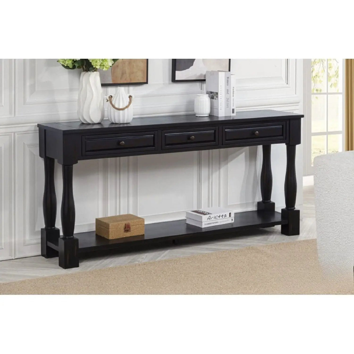 Long Console Table With Drawers And Shelf by Unique Piece Furniture