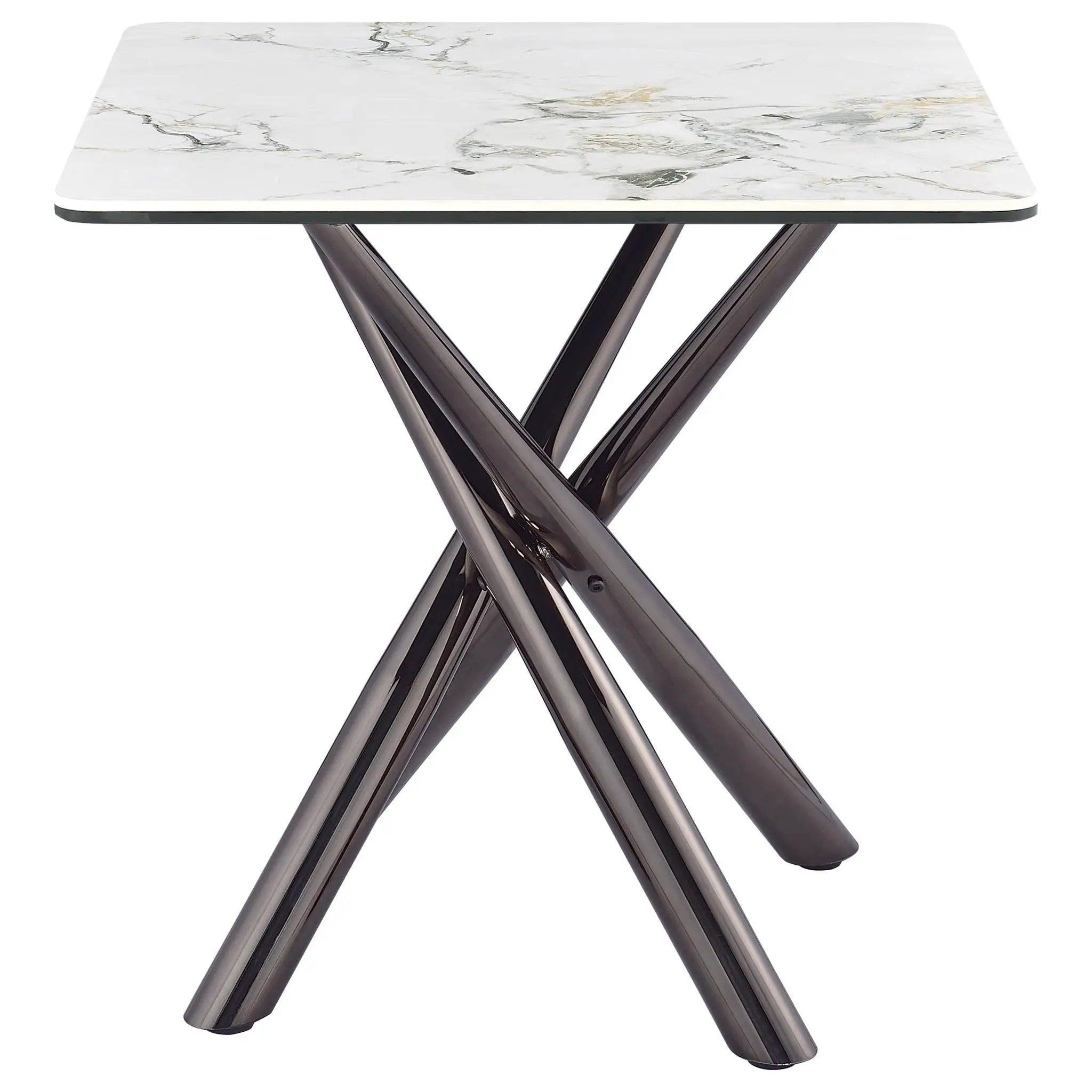 Carvell Square Sintered Stone End Side Table Mirage White by Unique Piece Furniture
