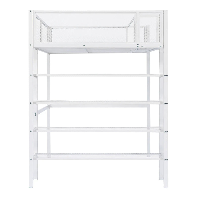Loft Bed With 4 Tier Shelves And Storage by Unique Piece Furniture