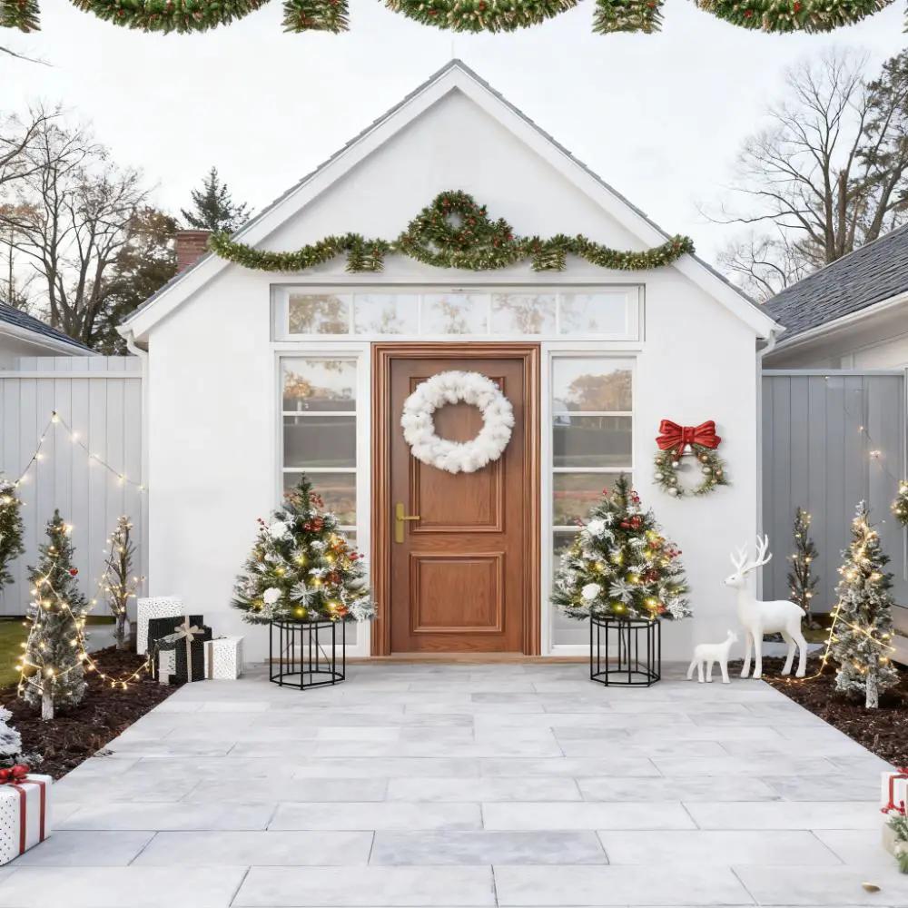 Artificial Christmas Tree, Festive Outdoor Christmas Porch Decor Set by HouseOfZazla