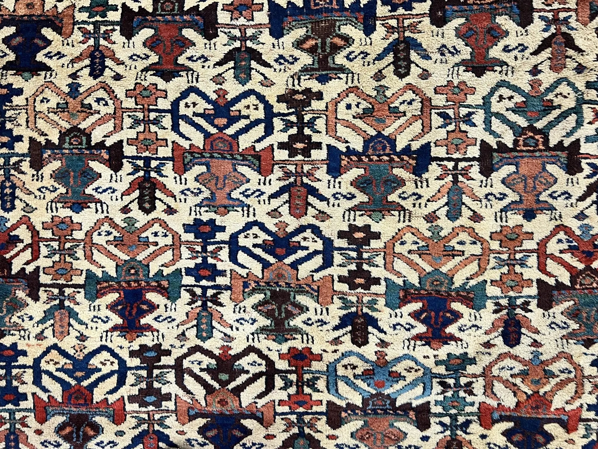 Persian Afshar Rug 5x6, Allover Repeated Motif, Wool Tribal Carpet, Handmade Semi Antique Rug by Jewel Rugs