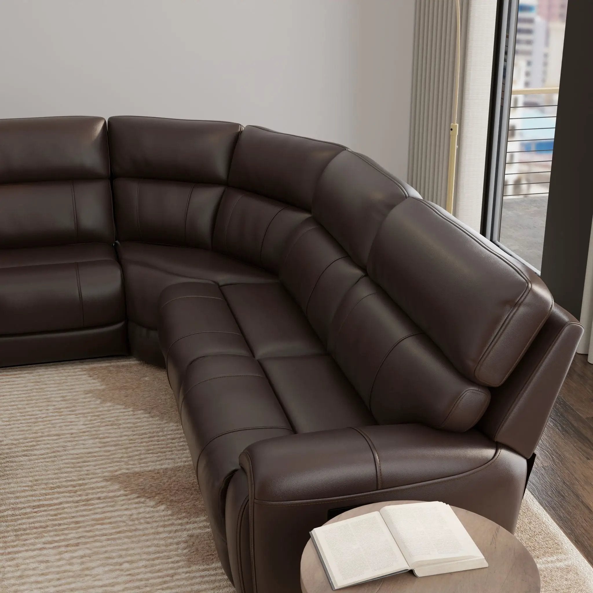 Brazil - Power Sectional With Adjustable Headrest & Footrest - Dark Brown by Unique Piece Furniture