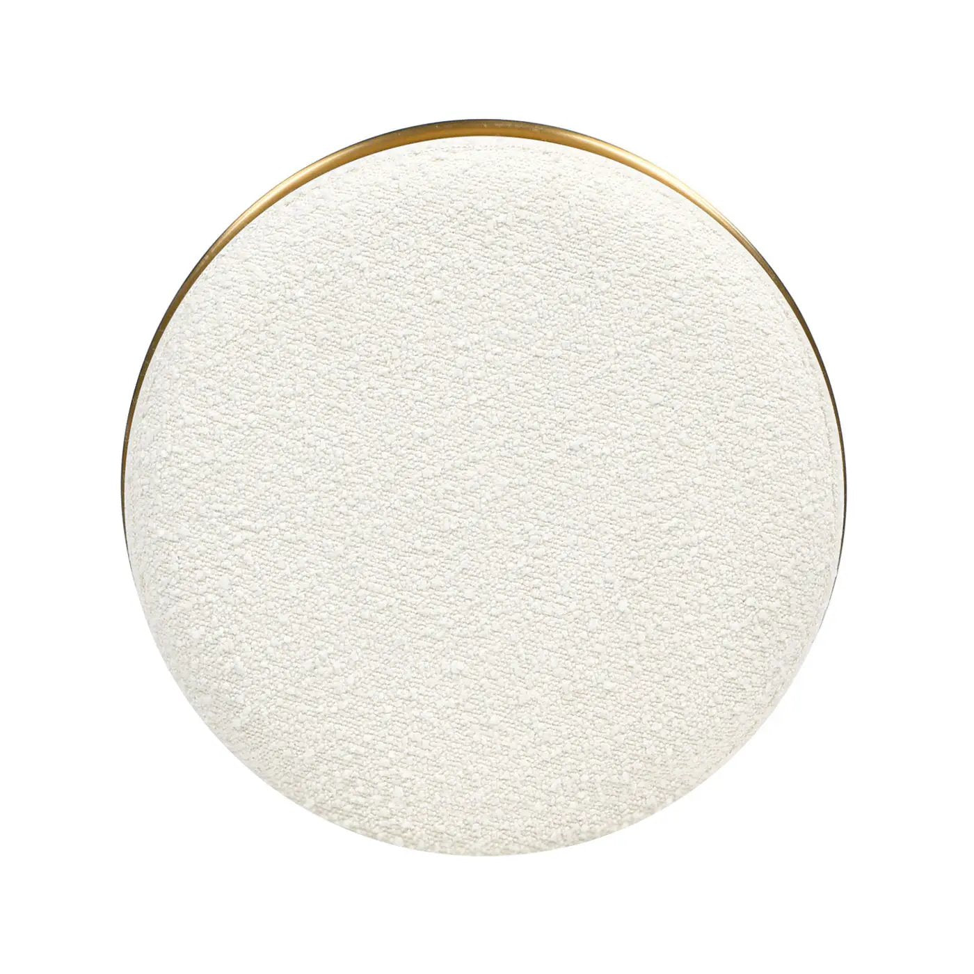 Nebula - Backless Round Upholstered Counter Stool With Burl - Ivory White by HouseOfZazla