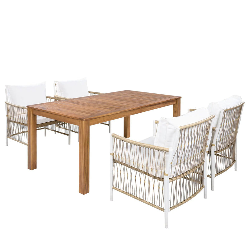 TOPMAX Patio 5pcs Wooden Dining Table Set by HouseOfZazla