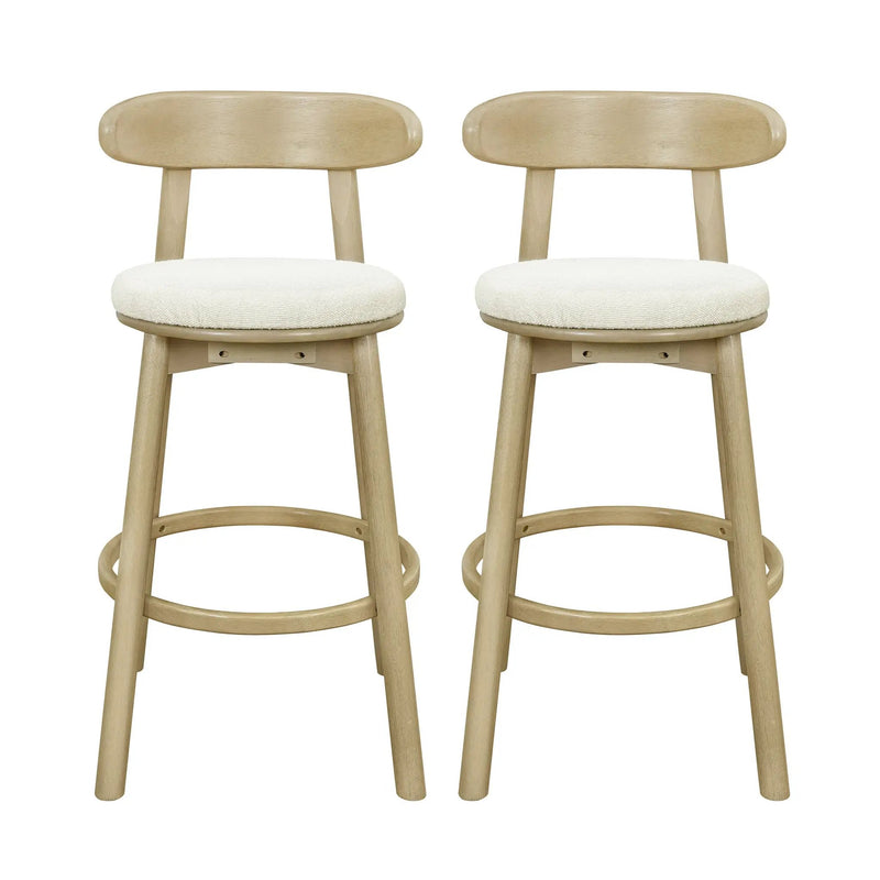 Round Cushion Bar Stools (Natural Ash + Beige) by HouseOfZazla