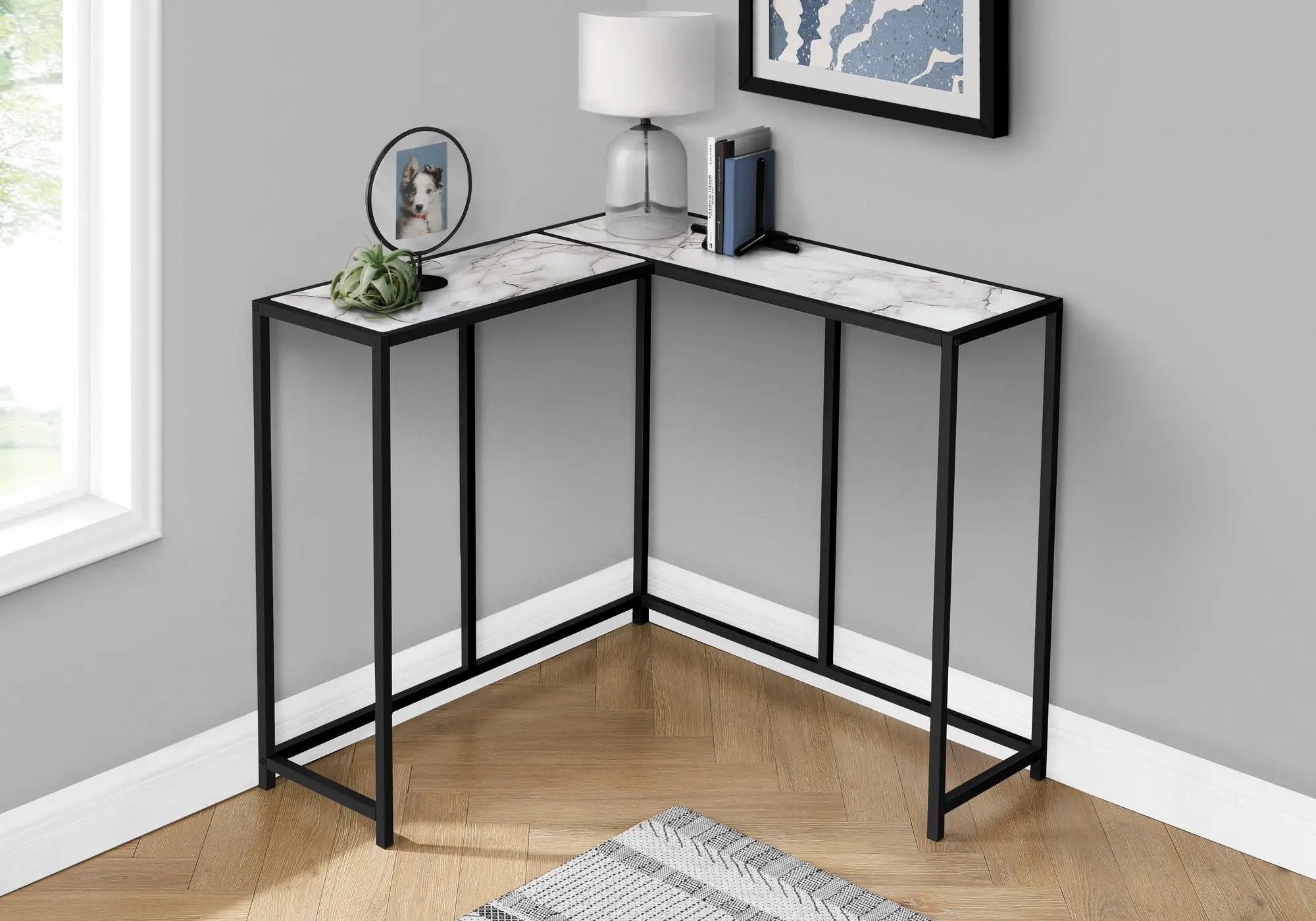 Corner Accent Console Table For Entryway, Unique L-Shaped Design by Unique Piece Furniture