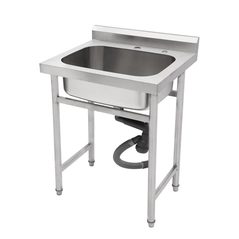 Single Bowl Utility Sink, Freestanding Commercial Kitchen Sink For Laundry Room - Brushed Nickel by HouseOfZazla