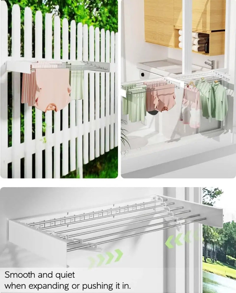Vikaqi Wall Mounted Clothes Drying Rack 40 inches, Foldable Wall Mount Laundry Drying Rack Folding Indoor, Drying Rack Clothing Collapsible, Towel Dry by Selzalot