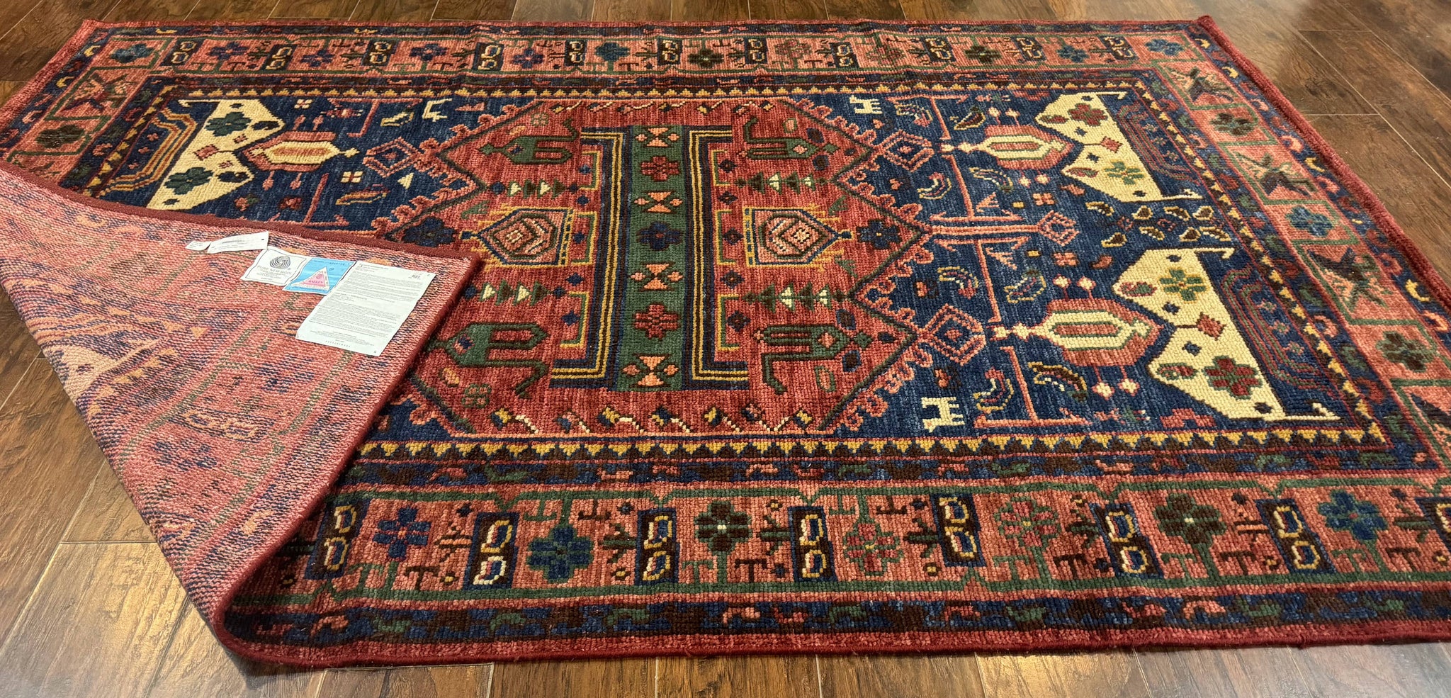 Persian Tribal Heriz Design Rug 6x9, Pottery Barn Rug, Hand Knotted Wool Vintage Rug by Jewel Rugs