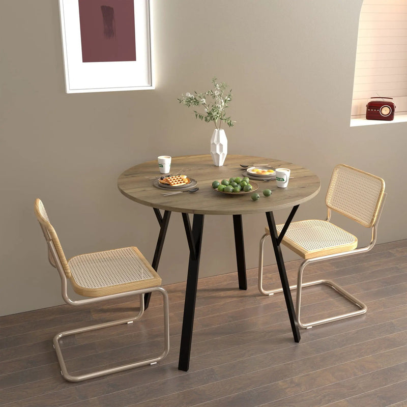 Round Dining Table, For 2 - 4 People - Rustic Brown by Unique Piece Furniture