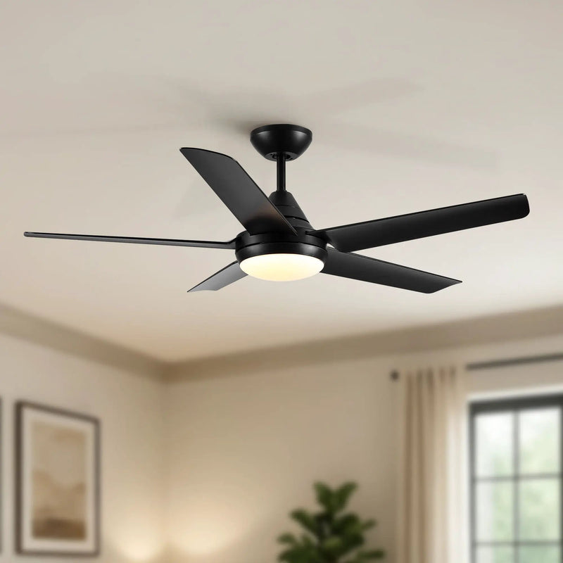 Ceiling Fan With Lights And Remote Control, Reversible DC Motor, 6 Speeds, 3 Cct Dimmable LED, Quiet Timer For Indoor - Black by HouseOfZazla