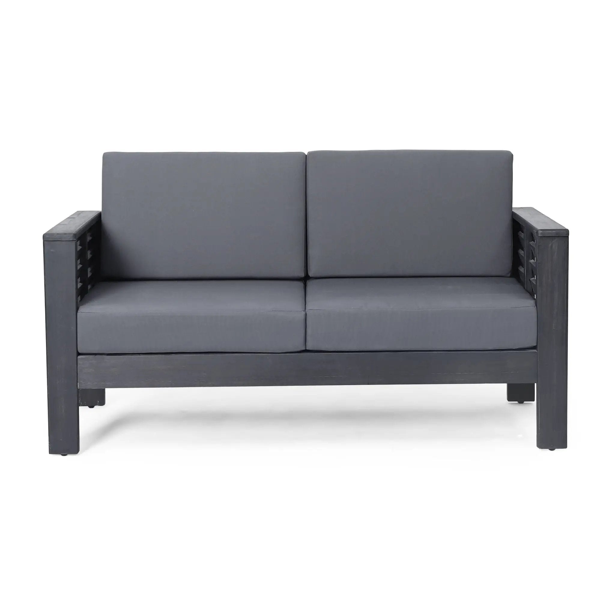 Acacia Wood Loveseat And Coffee Table Set With Cushions by HouseOfZazla