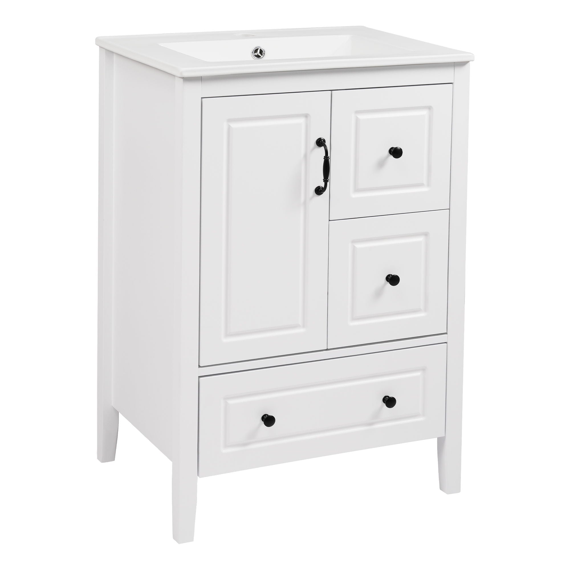 Retro Bathroom Vanity With Sink, Soft Closing Cabinet & Drawers by HouseOfZazla