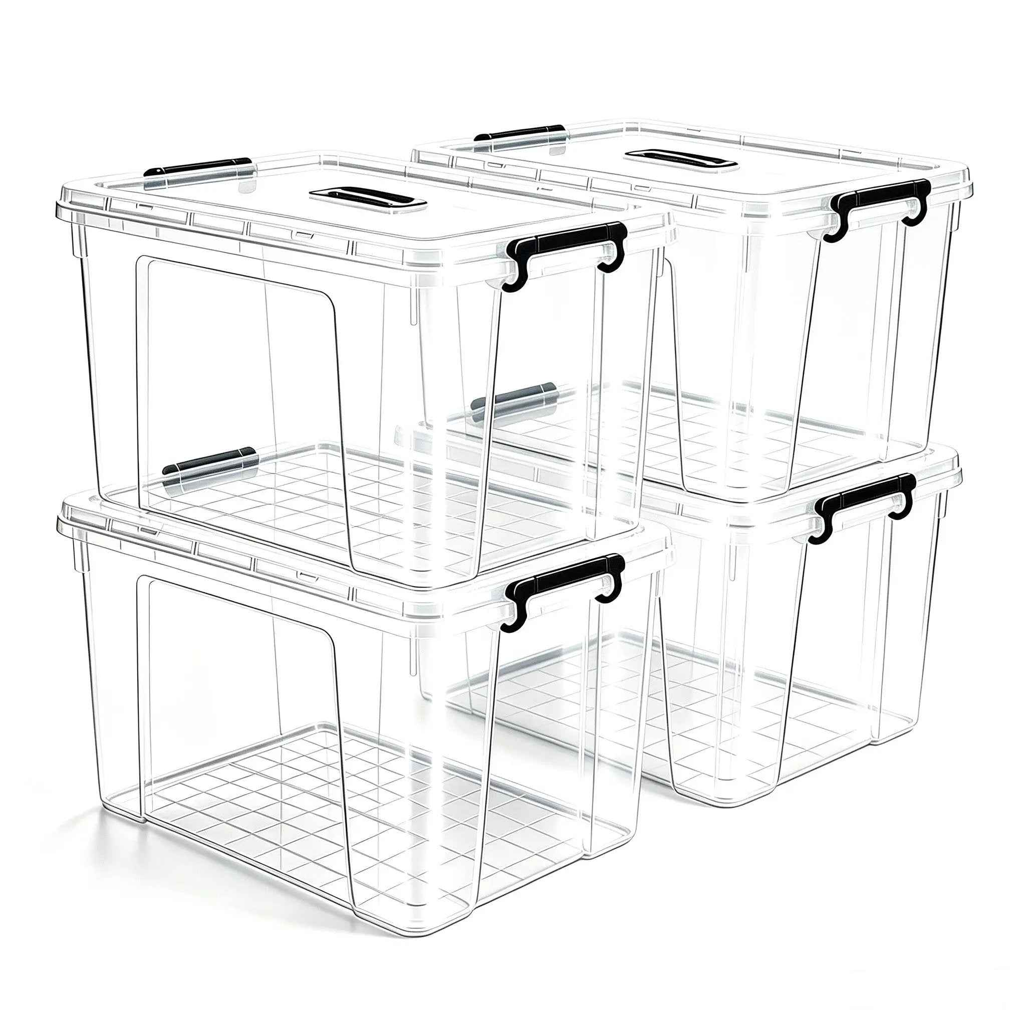 4 Pack 90 QT Plastic Storage Bins with Lids by HouseOfZazla