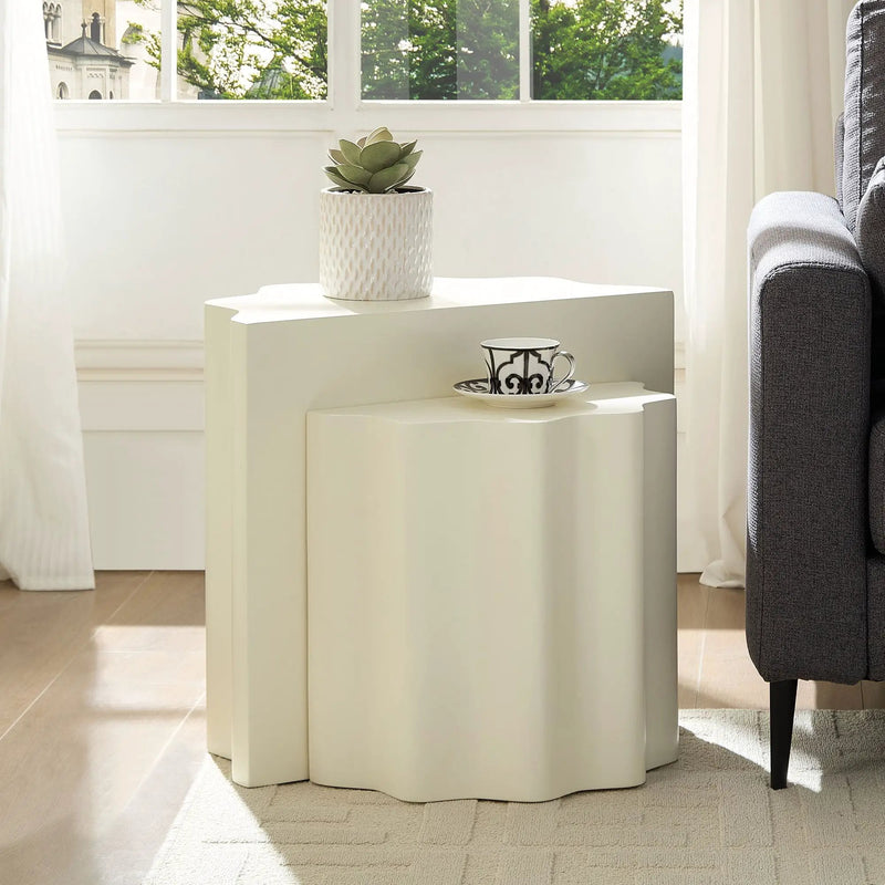 2PCS Set Side Table - Wavy Edges Design by HouseOfZazla