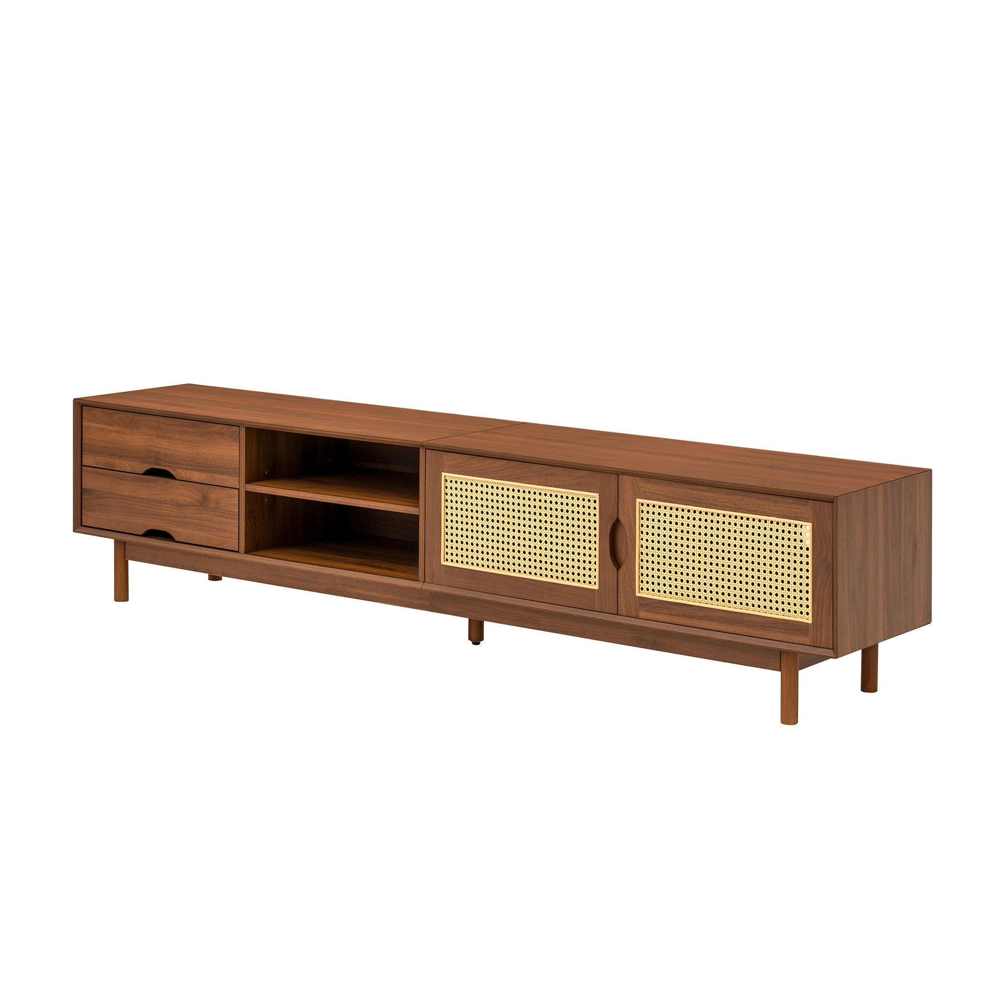 TV Stand For TVs Up To 85", Media Console With 2 Drawers - Walnut by HouseOfZazla