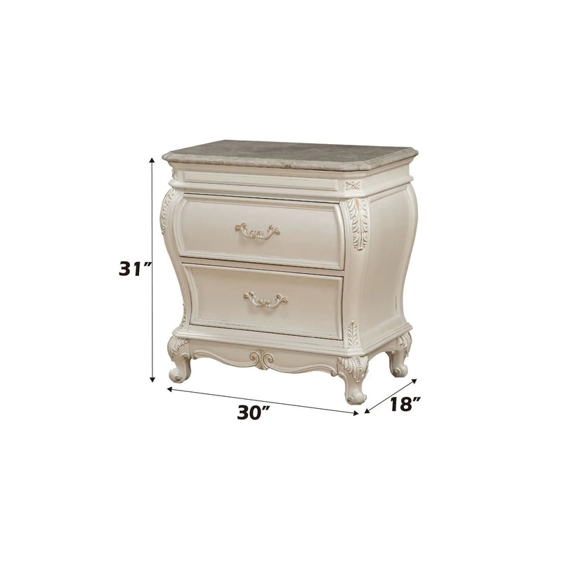 Chantelle - Nightstand With Granite Top - White by Unique Piece Furniture