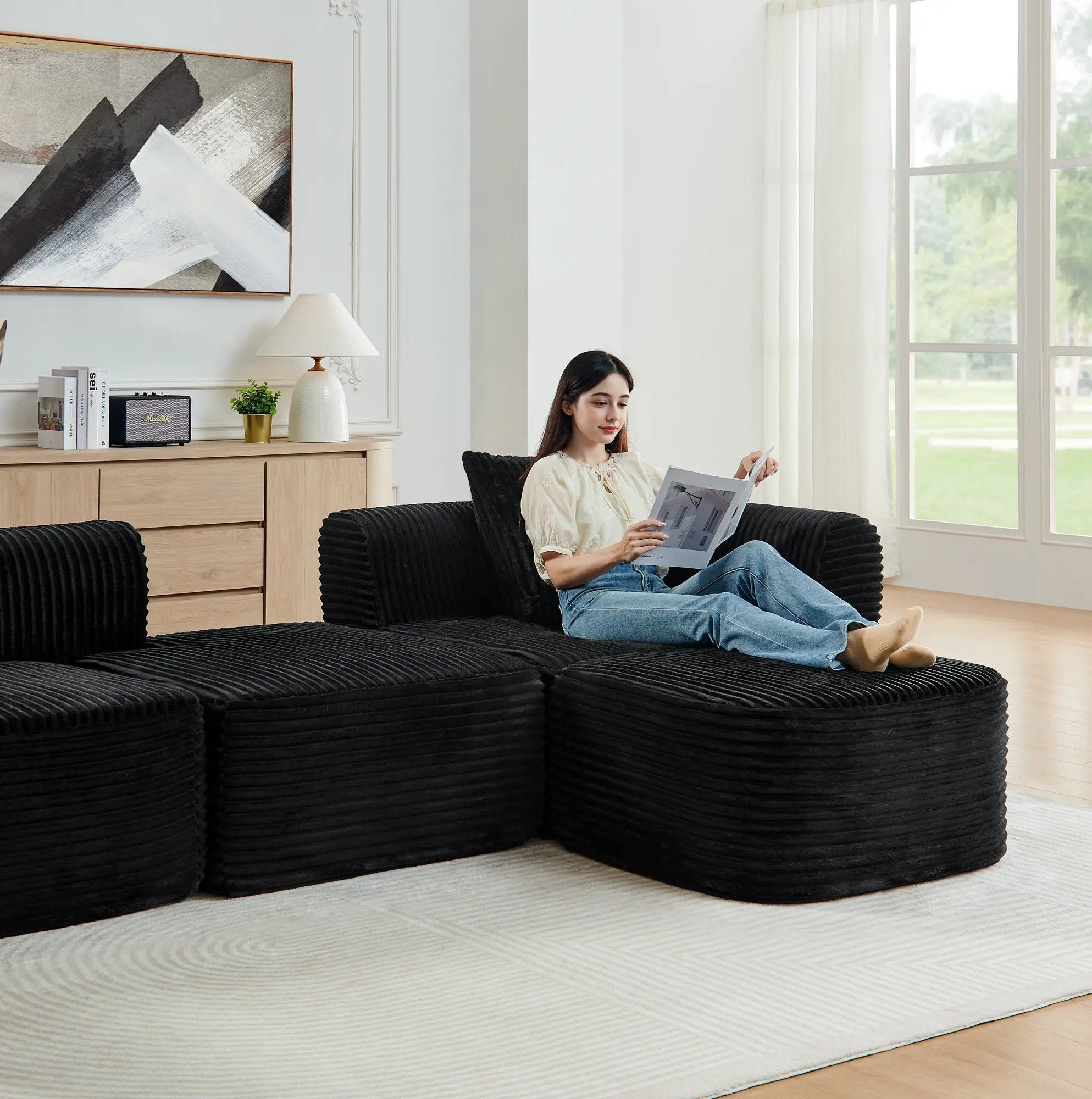 114" Cloud Sectional Couch with L-Shape Chaise by HouseOfZazla
