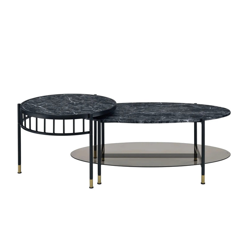 Silas - Engineered Stone Top Nesting Table - Black by Unique Piece Furniture