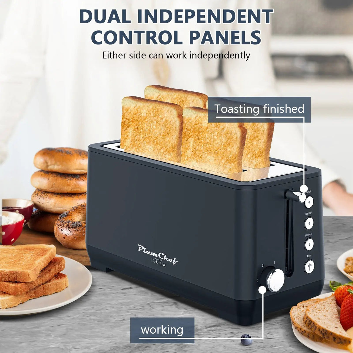 4-Slice Extra Wide Long Slot Toaster by HouseOfZazla