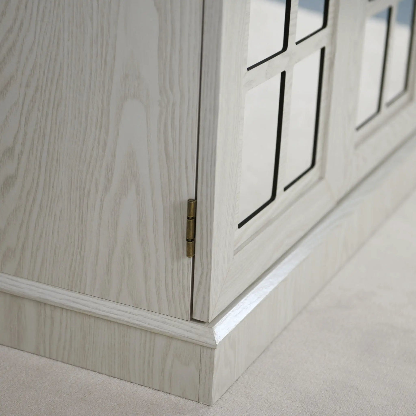 Sideboard Cabinet With Mirrored Doors, Adjustable Shelf, Metal Handles by HouseOfZazla