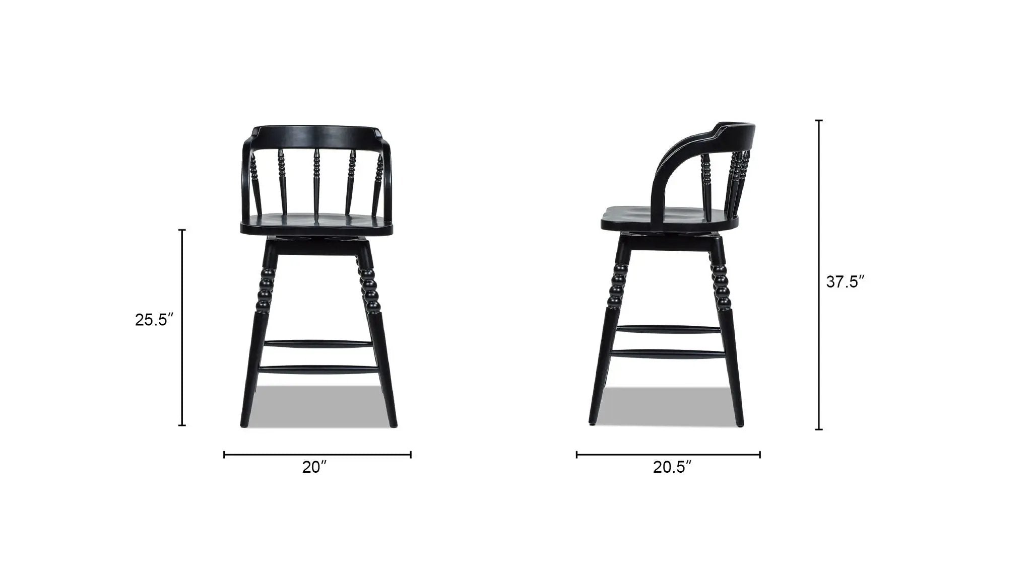 Breda - Turned Bubble Spindle Low Back Counter Stool - Black by HouseOfZazla
