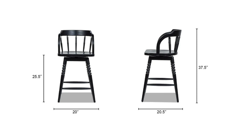 Breda - Turned Bubble Spindle Low Back Counter Stool - Black by HouseOfZazla