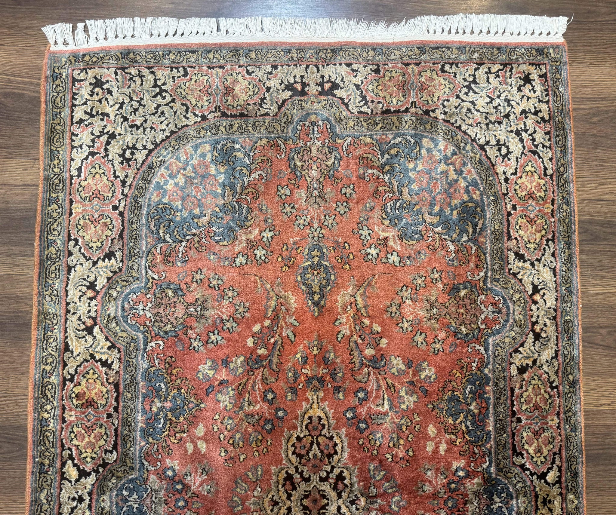 Indian Kashmiri Silk Rug 3x5, Fine 260 KPSI, Hand Knotted by Jewel Rugs