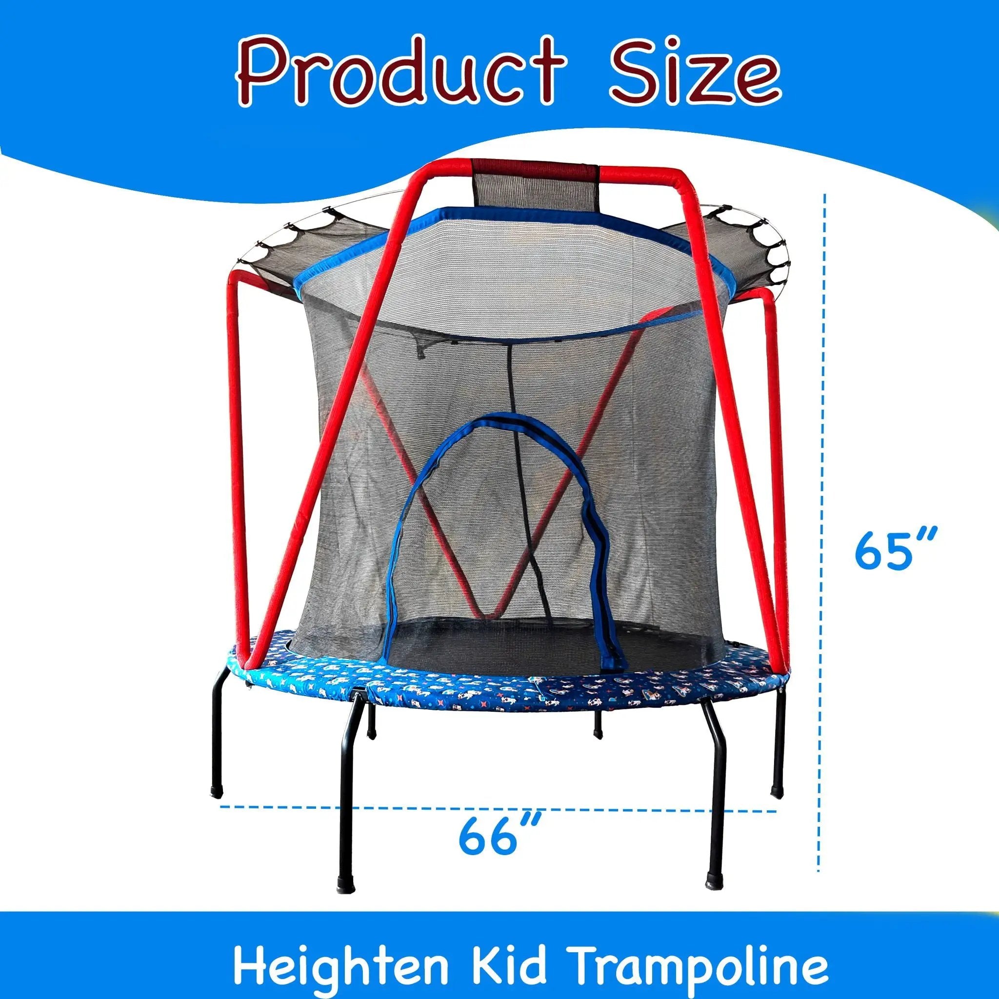 Trampoline, Toddler Indoor / Outdoor With Heighten Net, No Gap Design For Kids - Baby Blue by HouseOfZazla