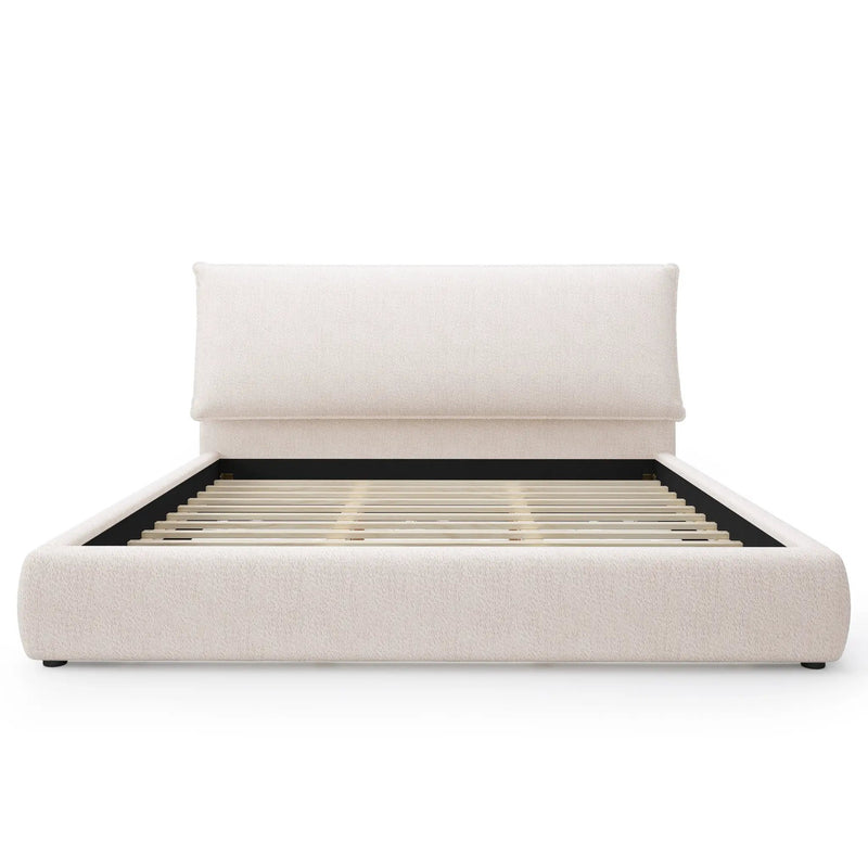 Upholstered Platform Bed Frame with Oversized Plush Pillow Headboard by HouseOfZazla