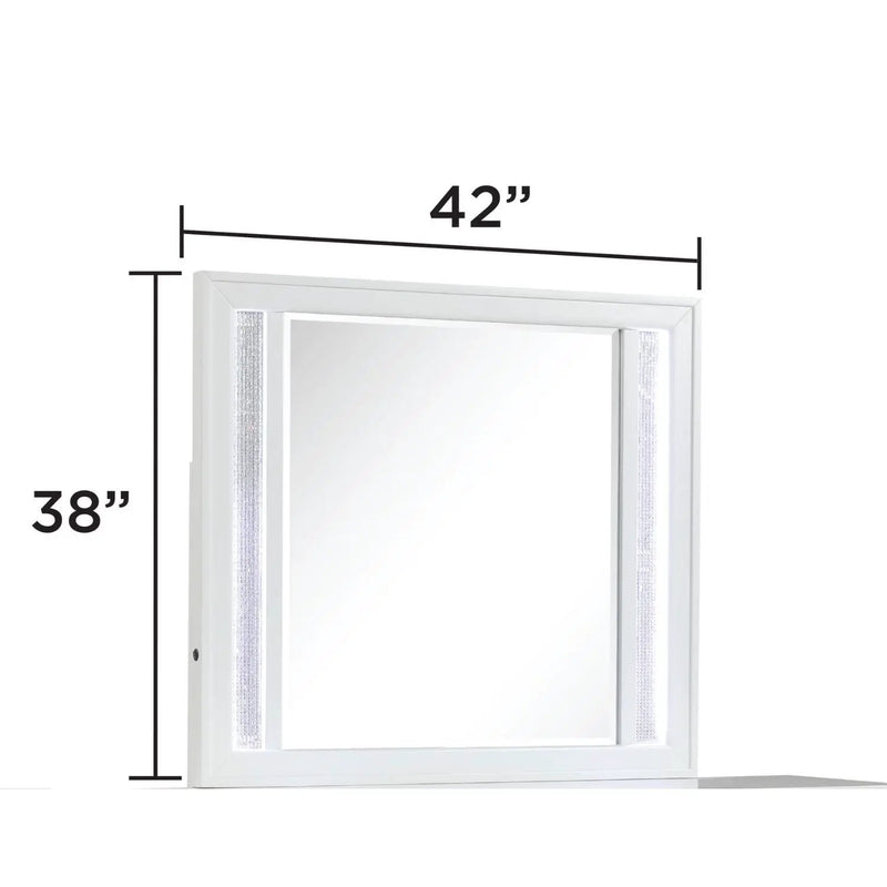 Abigale - Mirror For Dresser Top Made With LED (Includes Only Mirror) - White by HouseOfZazla