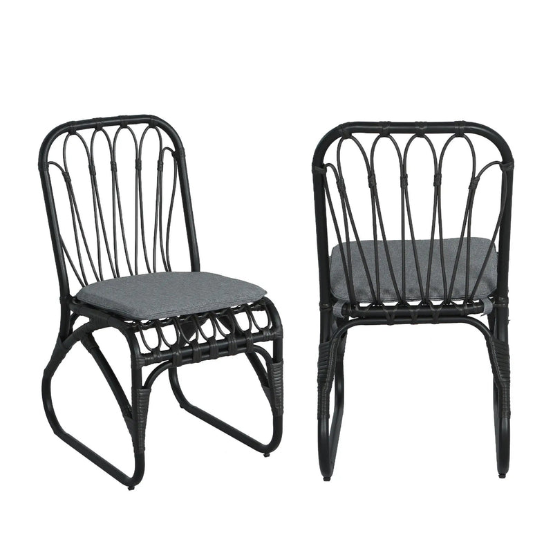 Outdoor Wicker Dining Chairs With Washable Cushions (Set of 2) by HouseOfZazla