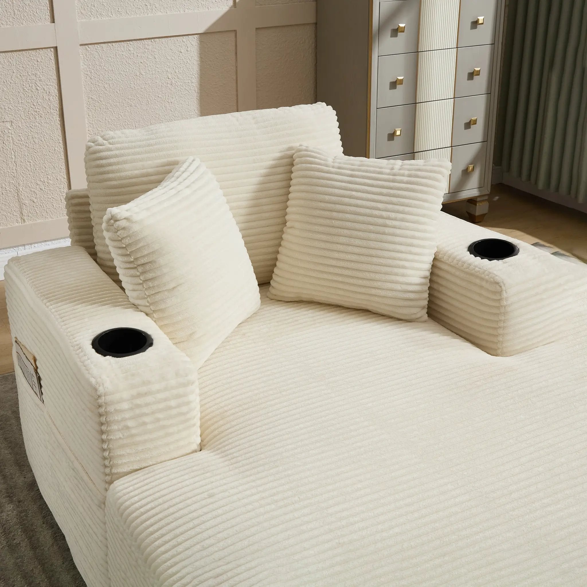 Corduroy Upholstered Chaise Lounge Sofa by HouseOfZazla