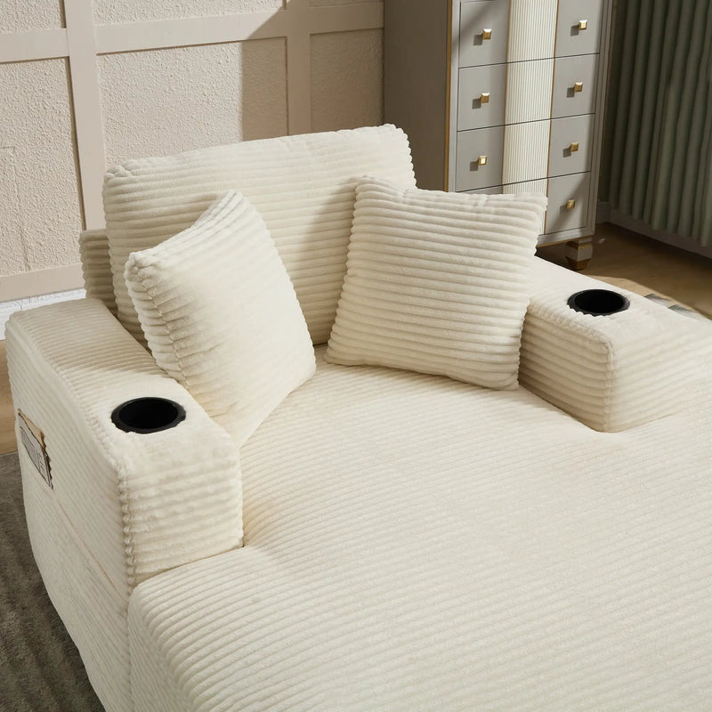 Corduroy Upholstered Chaise Lounge Sofa by HouseOfZazla
