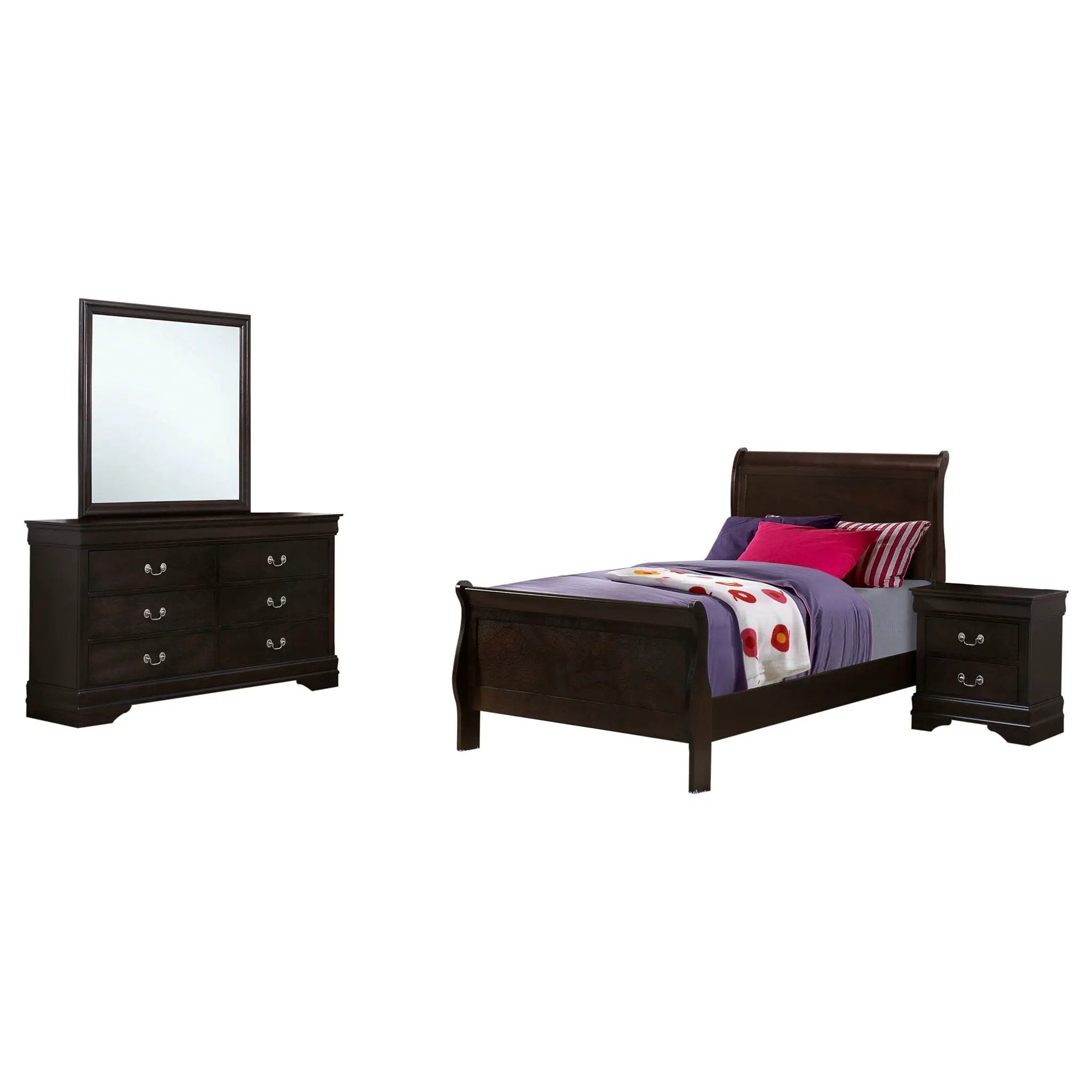 Louis Philippe 4-piece Twin Bedroom Set Cappuccino by Unique Piece Furniture