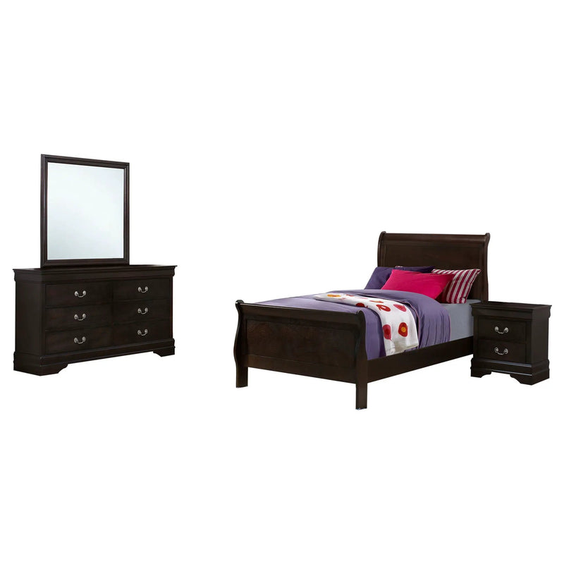 Louis Philippe 4-piece Twin Bedroom Set Cappuccino by Unique Piece Furniture