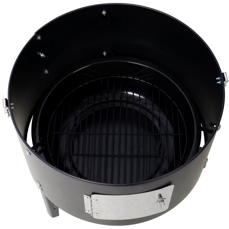 Heavy Duty Round Bbq Grill 17" Steel Charcoal Smoker For Outdoor Cooking - Black by HouseOfZazla