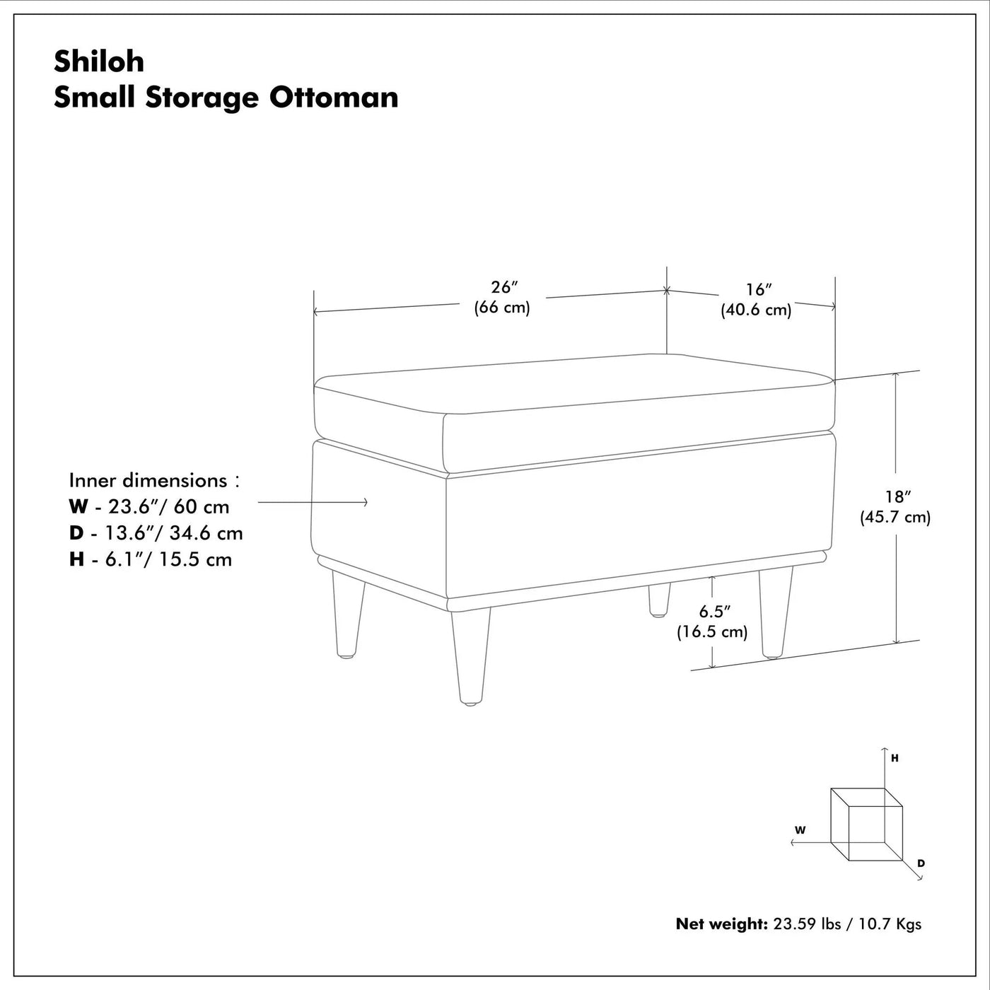 Shiloh - Small Storage Ottoman by HouseOfZazla