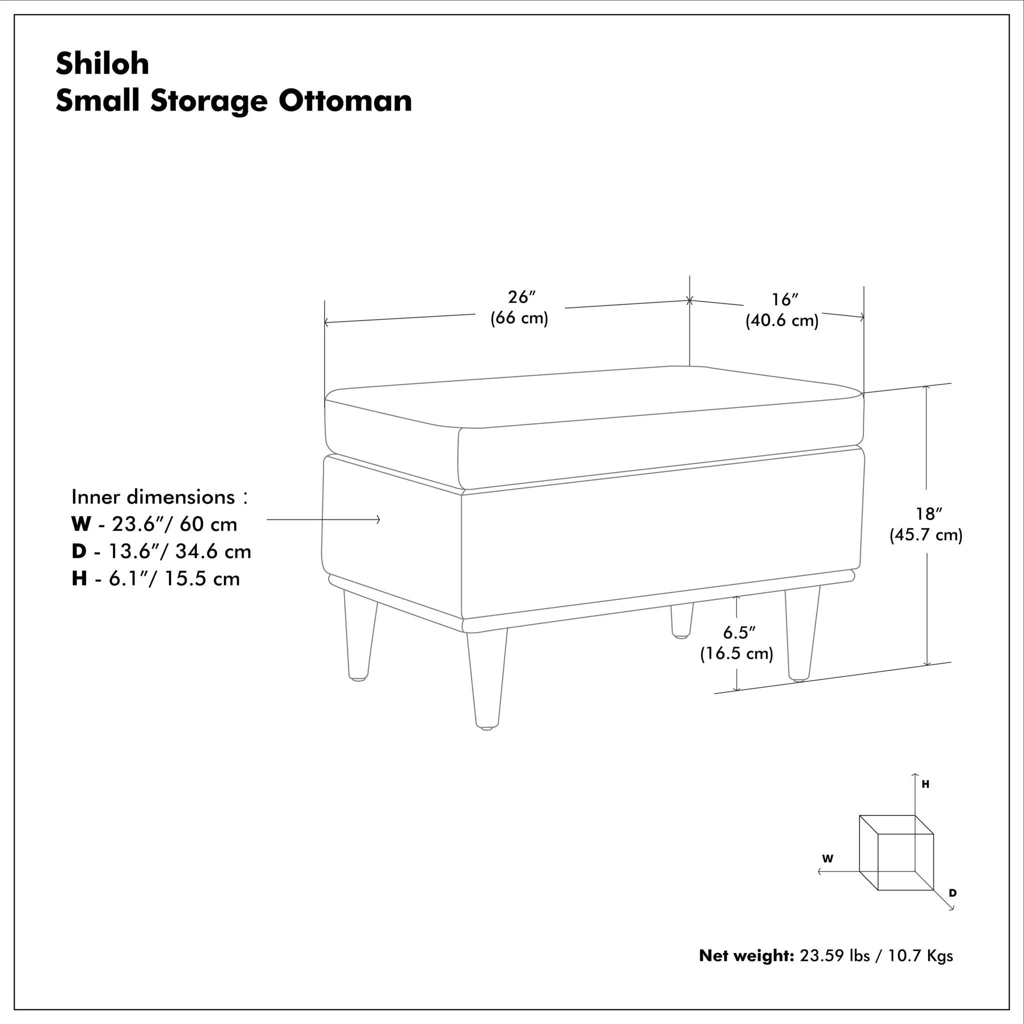 Shiloh - Small Storage Ottoman by HouseOfZazla