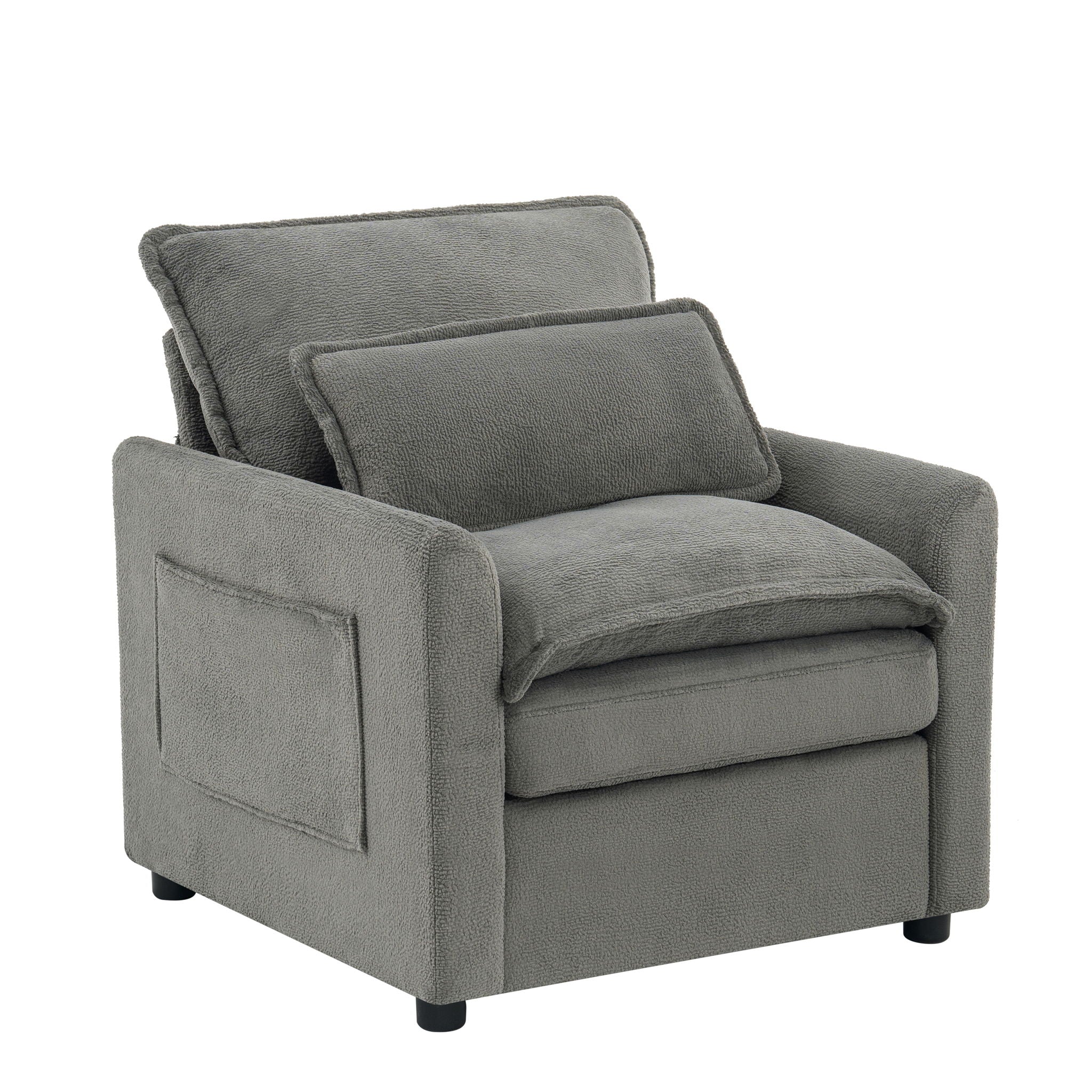 Modern Single Seat Accent Chair With Side Storage Pockets by HouseOfZazla