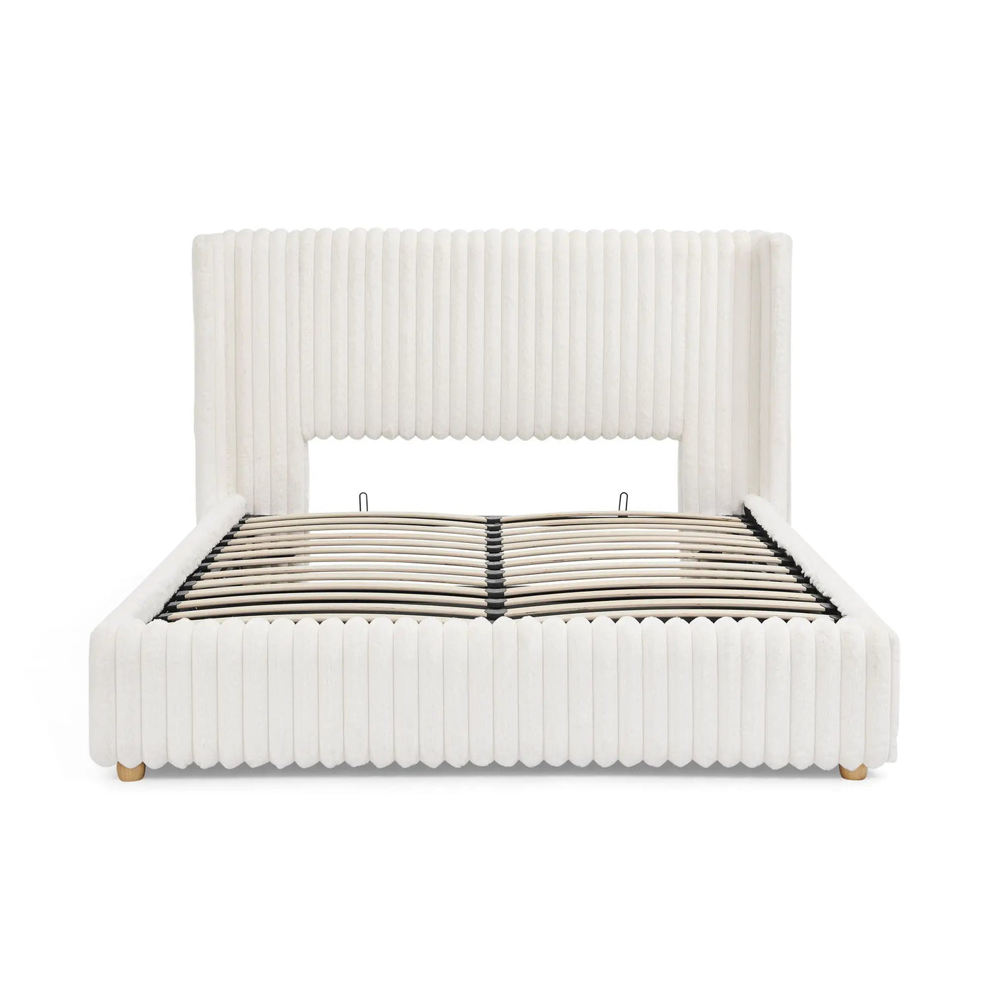 Functional Vertical Striped Bed With Gas Lift Storage by Unique Piece Furniture