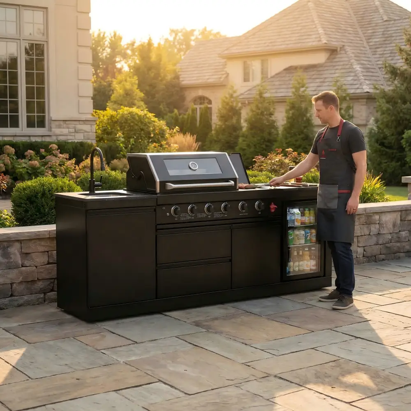 4-Burner 72000 BTU Deluxe Stainless Steel Propane Gas Outdoor Kitchen by HouseOfZazla