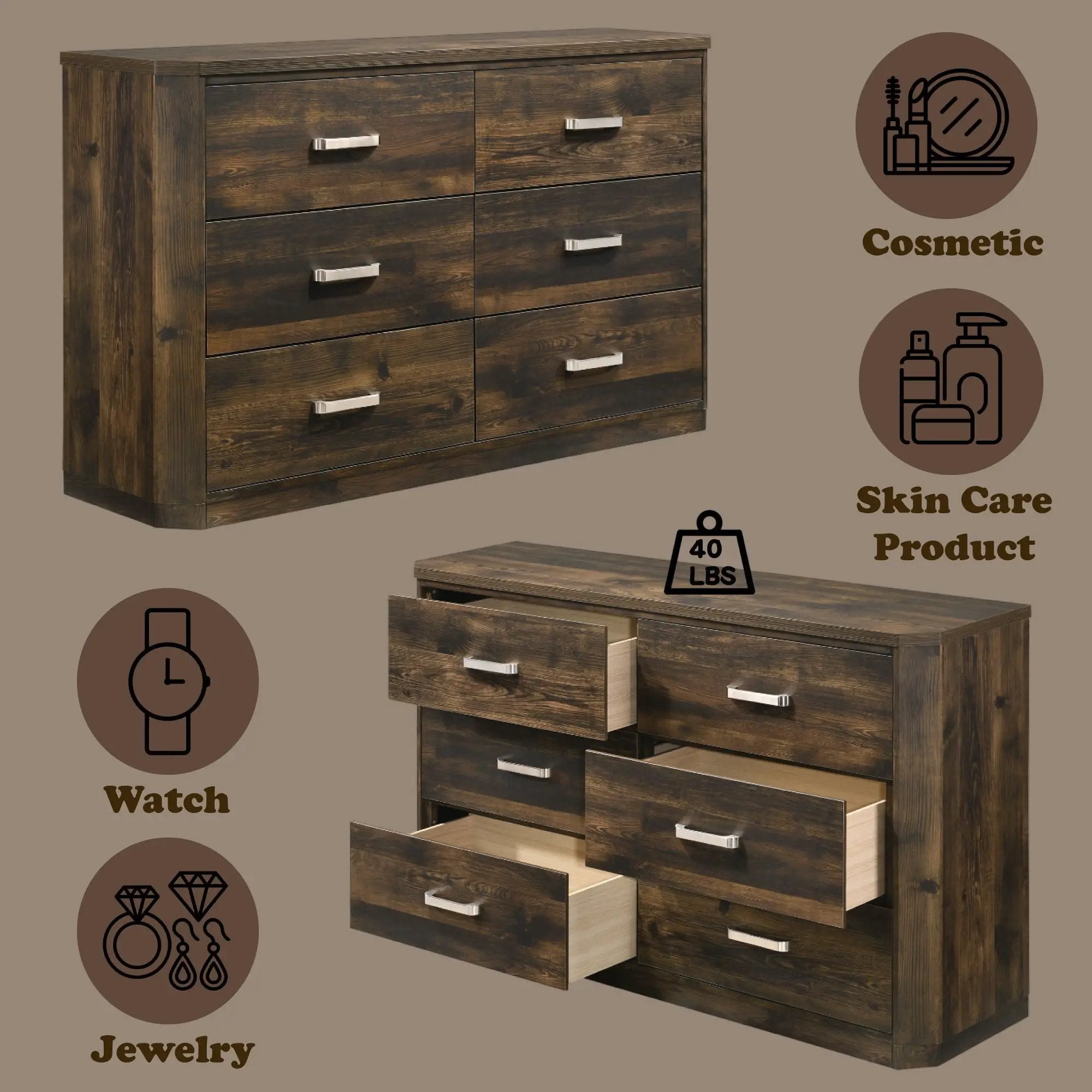 Elettra - Rustic Dresser - Walnut by HouseOfZazla
