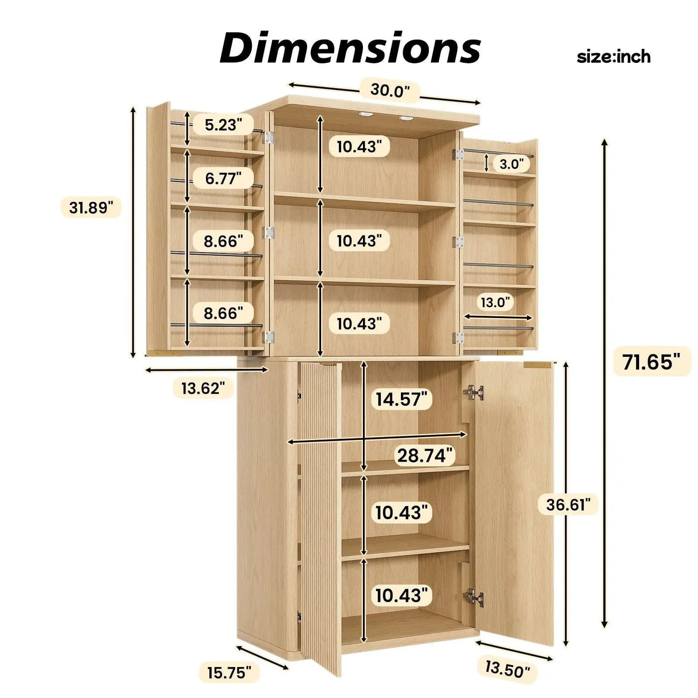 Kitchen Pantry Cabinet With 6 Doors by Unique Piece Furniture