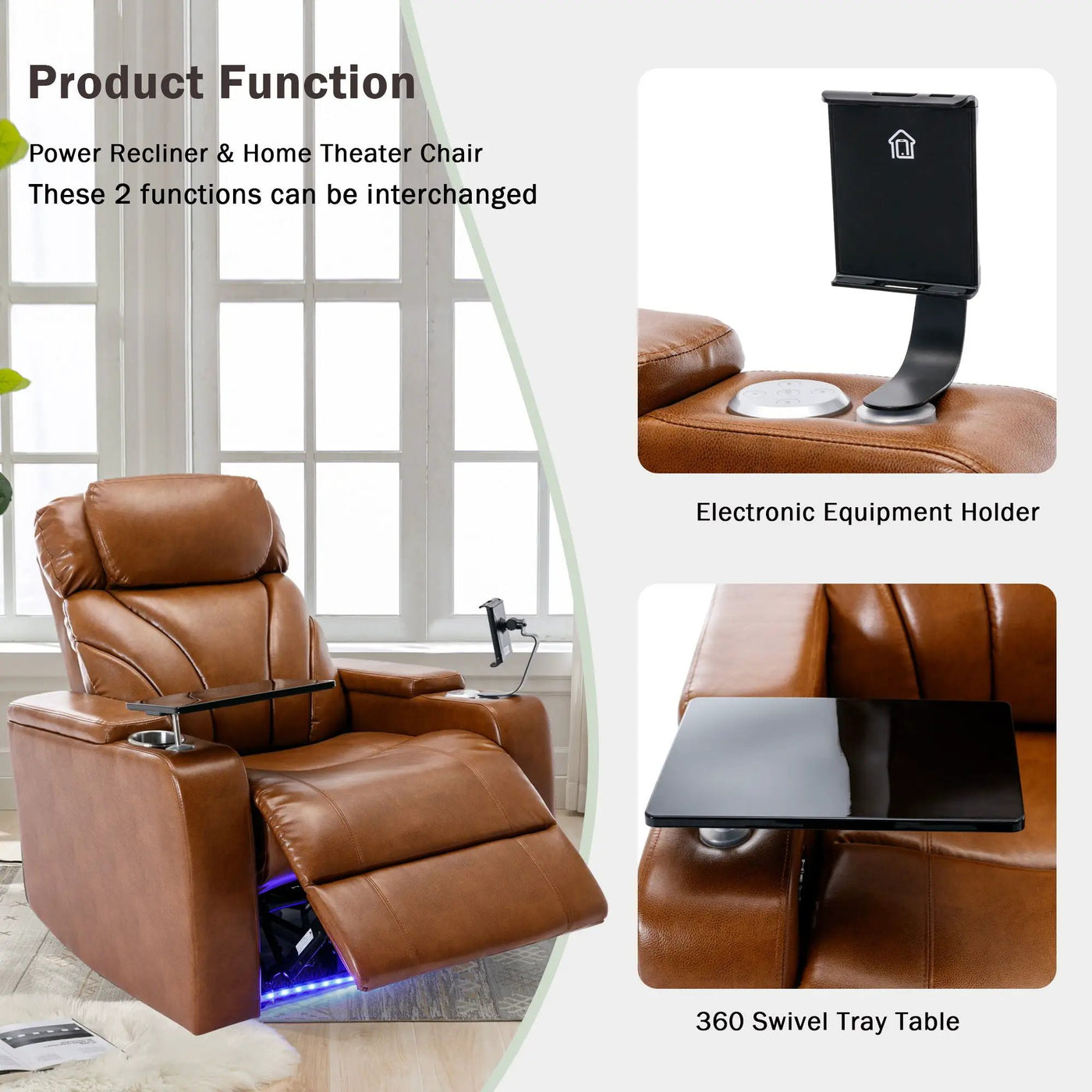 Power Motion Recliner Electric Power Recliner With USB Charging Port, Hidden Arm Storage, Convenient Cup Holder And tooth Speaker by Unique Piece Furniture