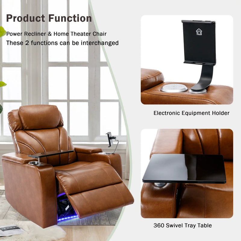 Power Motion Recliner Electric Power Recliner With USB Charging Port, Hidden Arm Storage, Convenient Cup Holder And tooth Speaker by HouseOfZazla