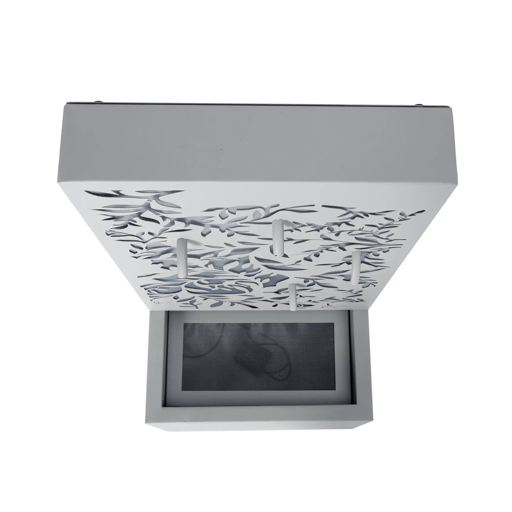 30.71' Light Gray Metal Leaf Cutout Outdoor Water Wall Fountain with LED Lights by HouseOfZazla