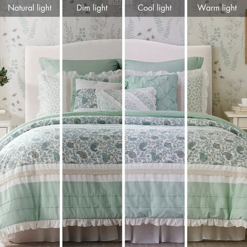 9 Piece Cotton Percale Comforter Set Aqua by HouseOfZazla