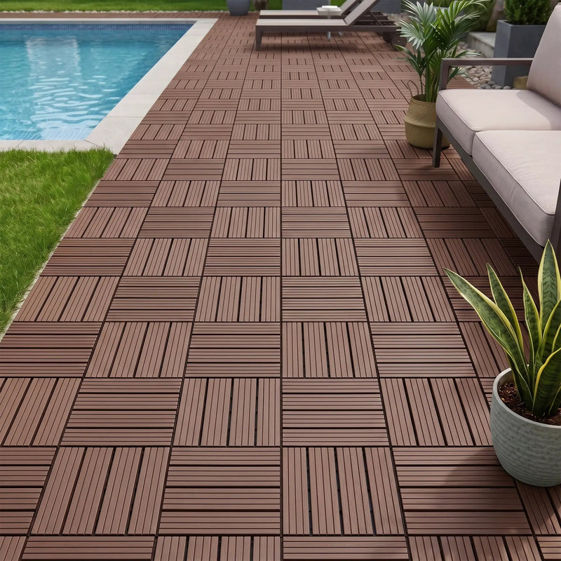 Plastic Interlocking Deck Tiles, 44 Pack 12"x12" by HouseOfZazla