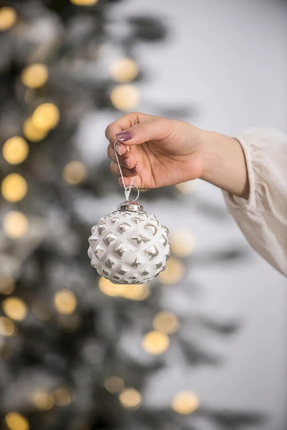 Christmas Ball Ornaments, Decorative Hanging Ball Christmas Tree Ornaments, For Holiday Party Decorations (Set of 12) - White by HouseOfZazla